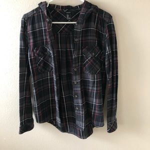 Black flannel with hood